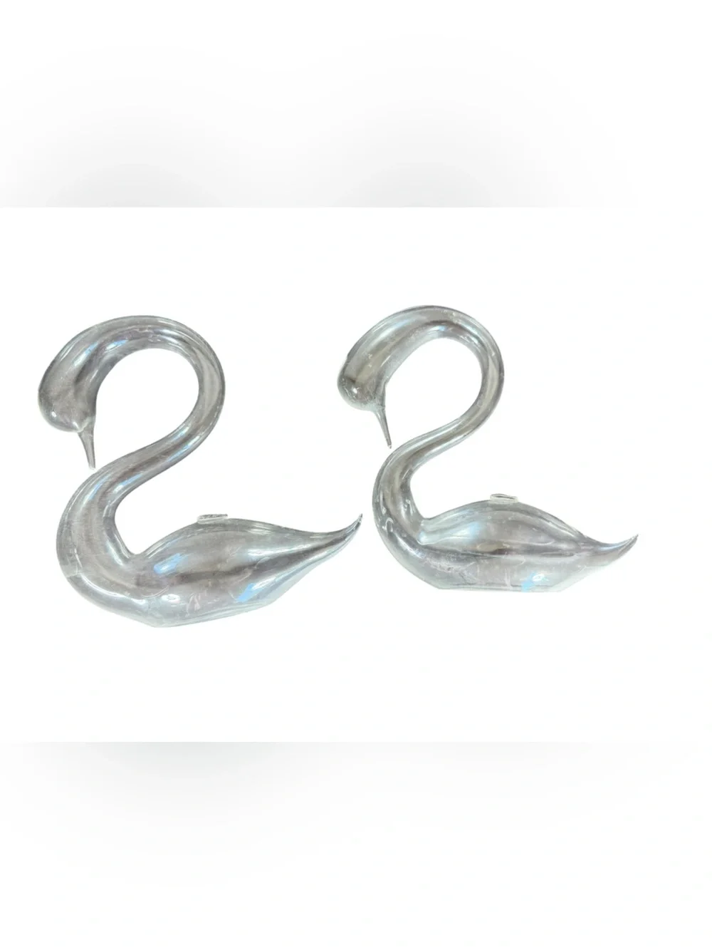Glass Swan Flower Vases Set of Two